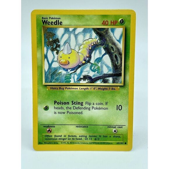 Weedle 69/102 Base‎ Set Non Holo Vintage 1999 Pokemon TCG WOTC LP - Picture 1 of 6